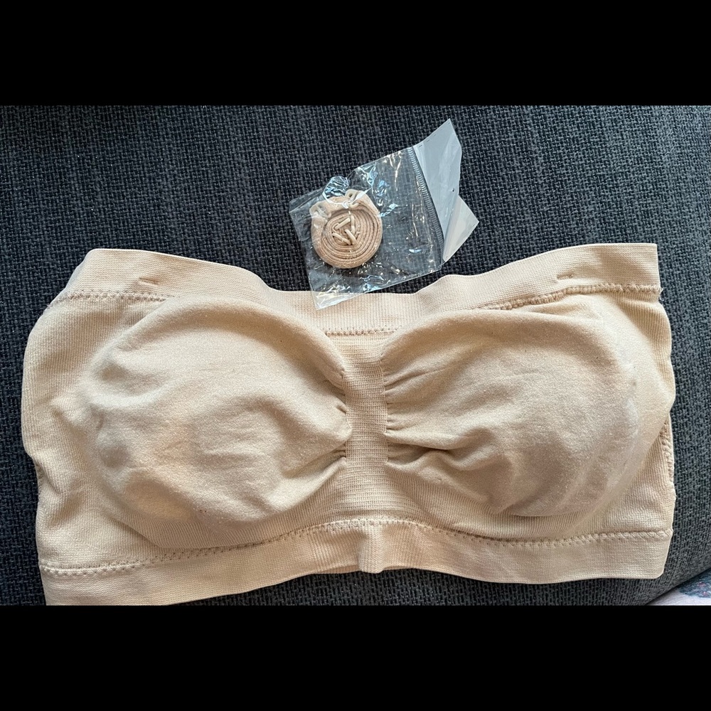 XLarge beige nylon spandex convertible bra removable pads washed not worn